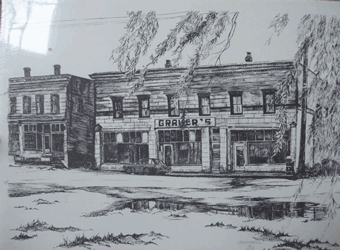 drawing of front of Grauer's store